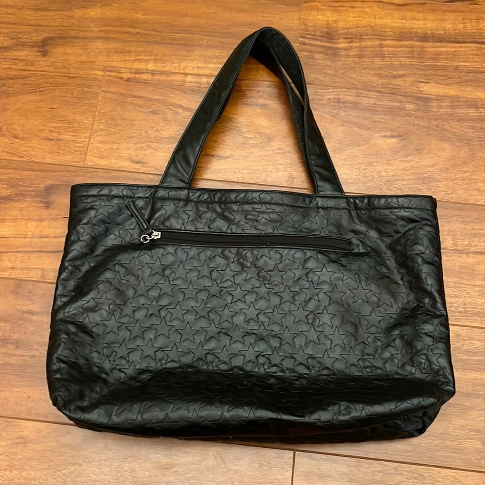 Black stars reversible large tote